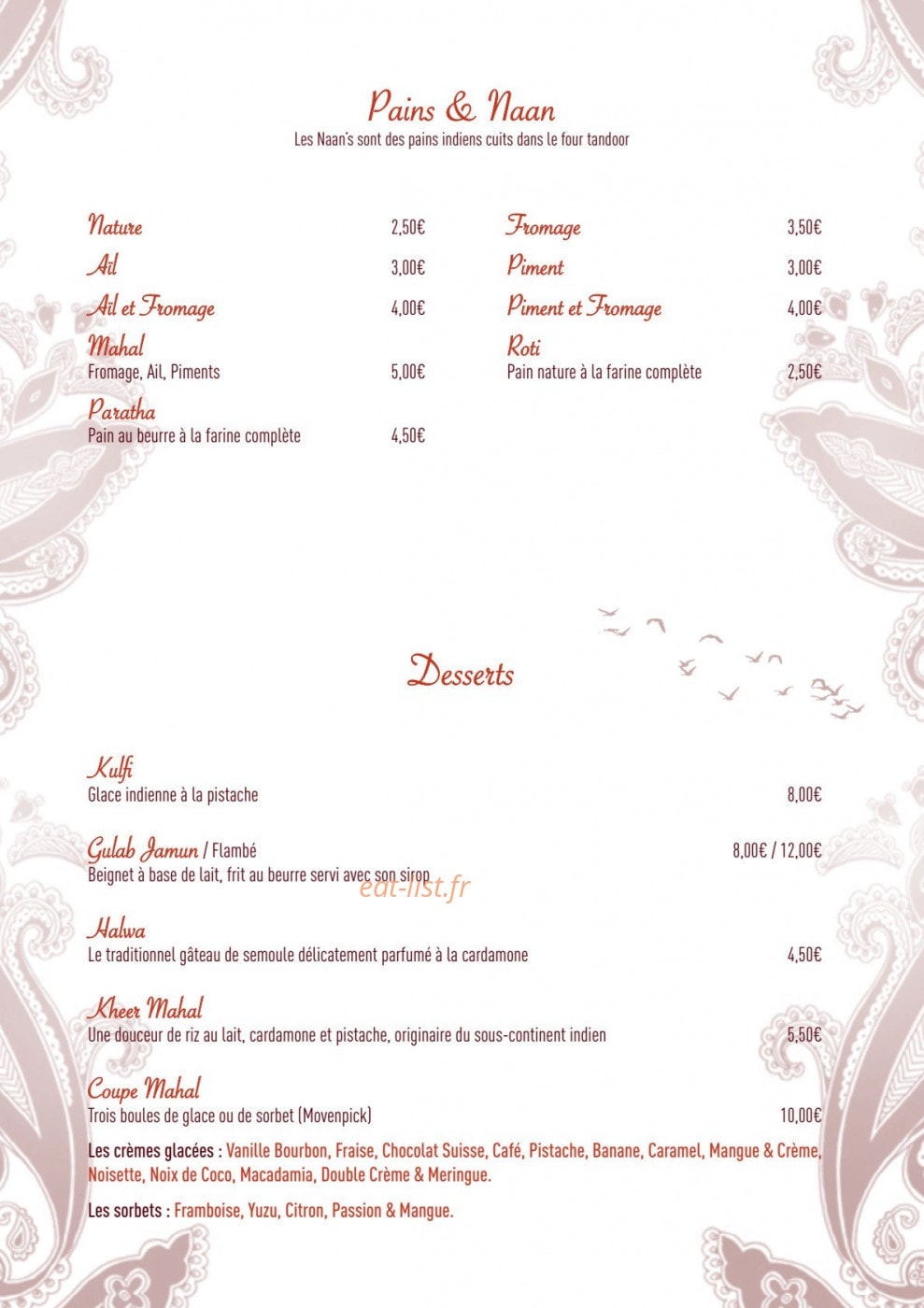 Le Mahal — carte page 6
