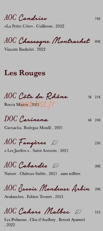 Les Copains D'abord — carte page 8