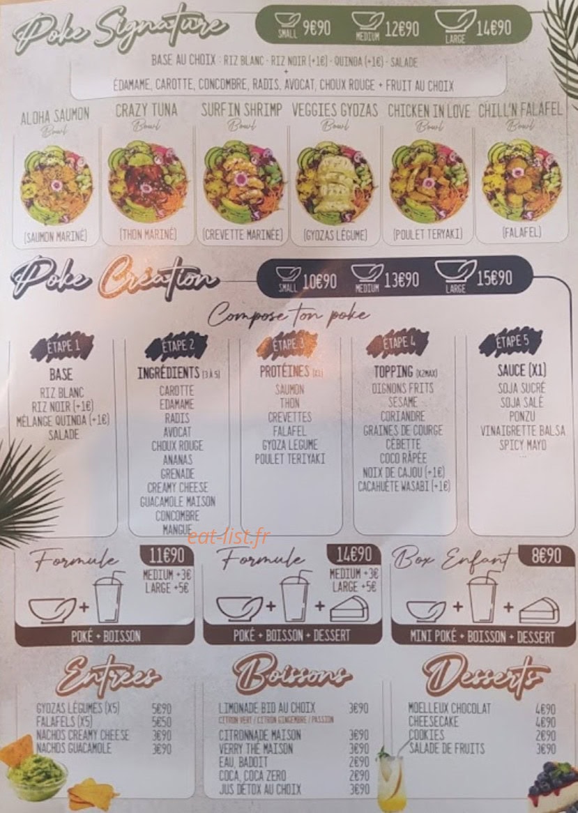 Carte et menu de Mahana Poké à Saint Genis Pouilly — Les poké signatures, poké créations et entrées,...