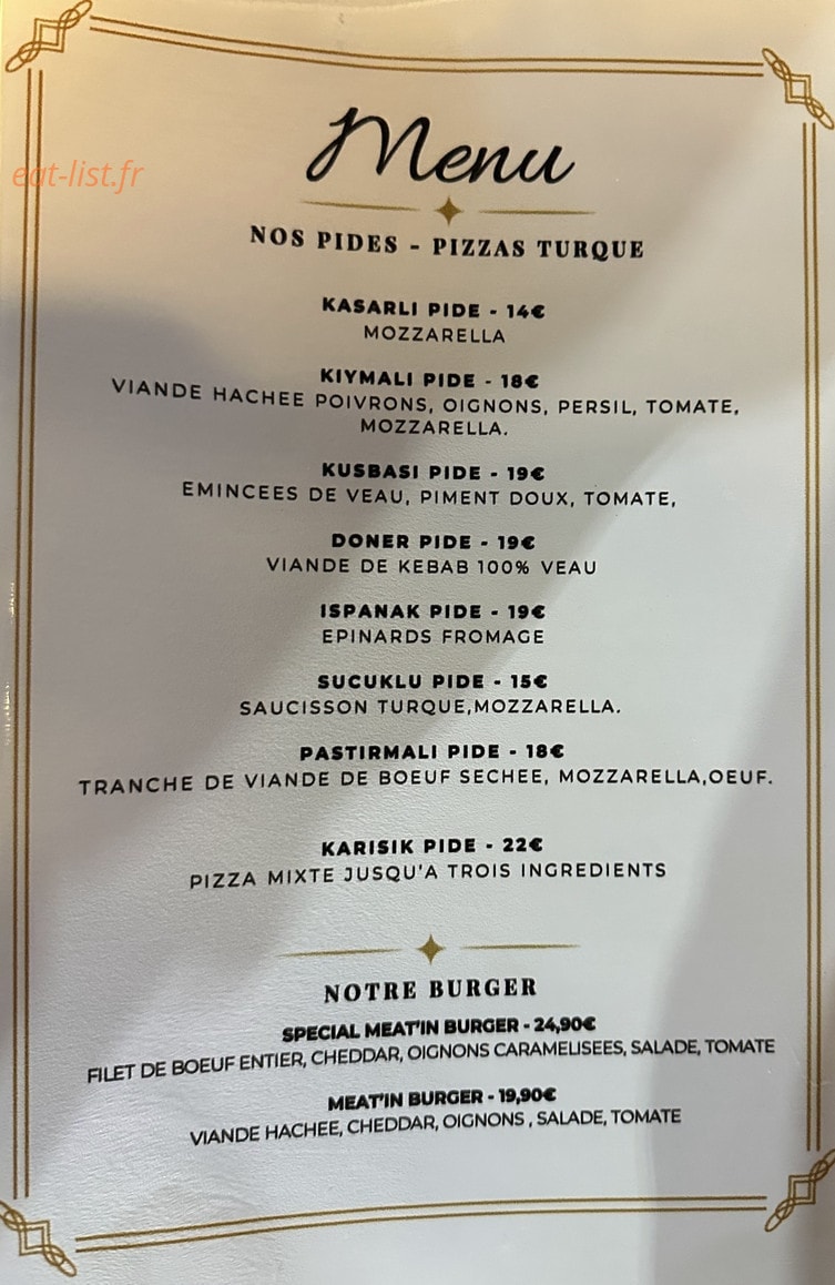 Carte et menu de Meat’In Steakhouse à Saint Genis Pouilly — La carte