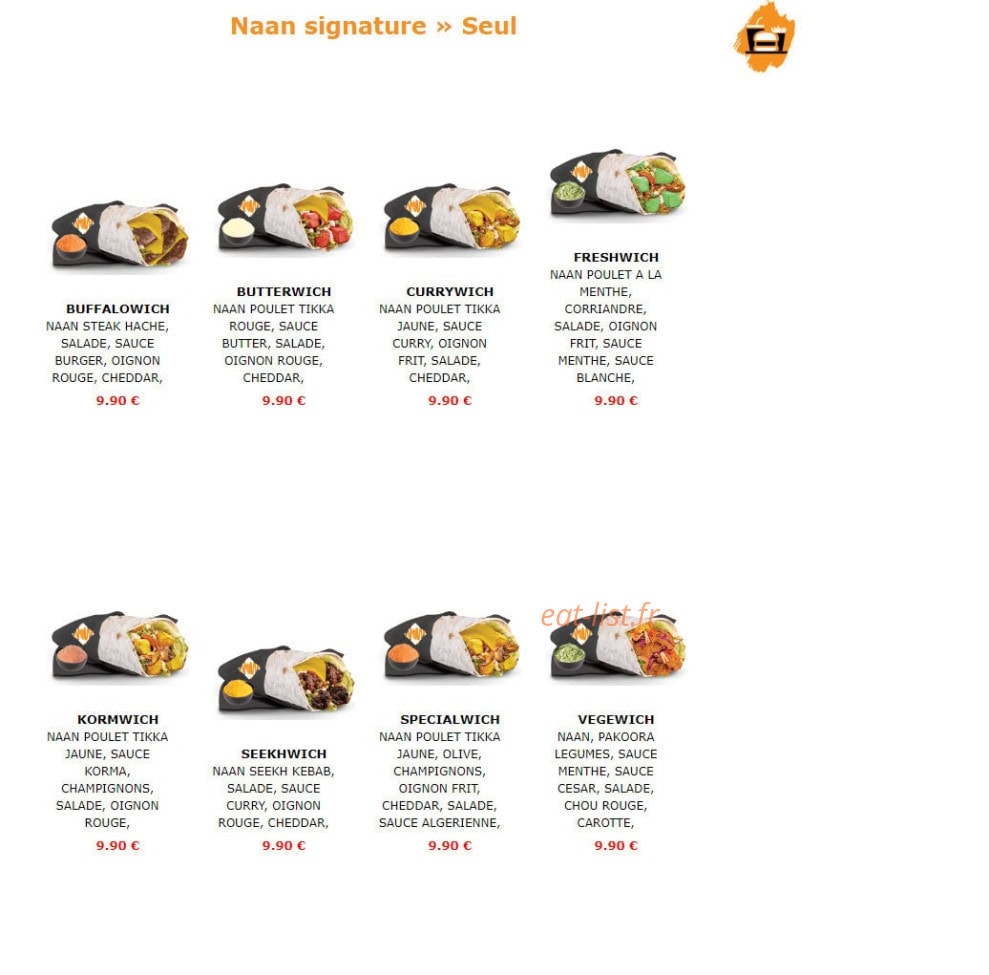 The Naanwich — carte page 13