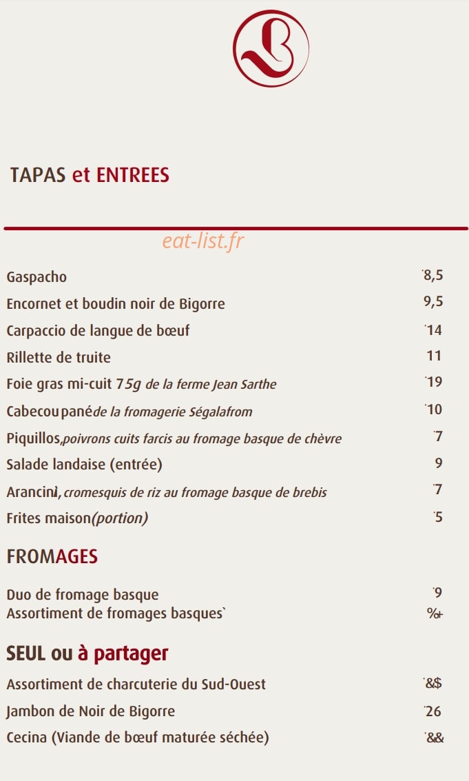 Bonheur Basque — carte page 1
