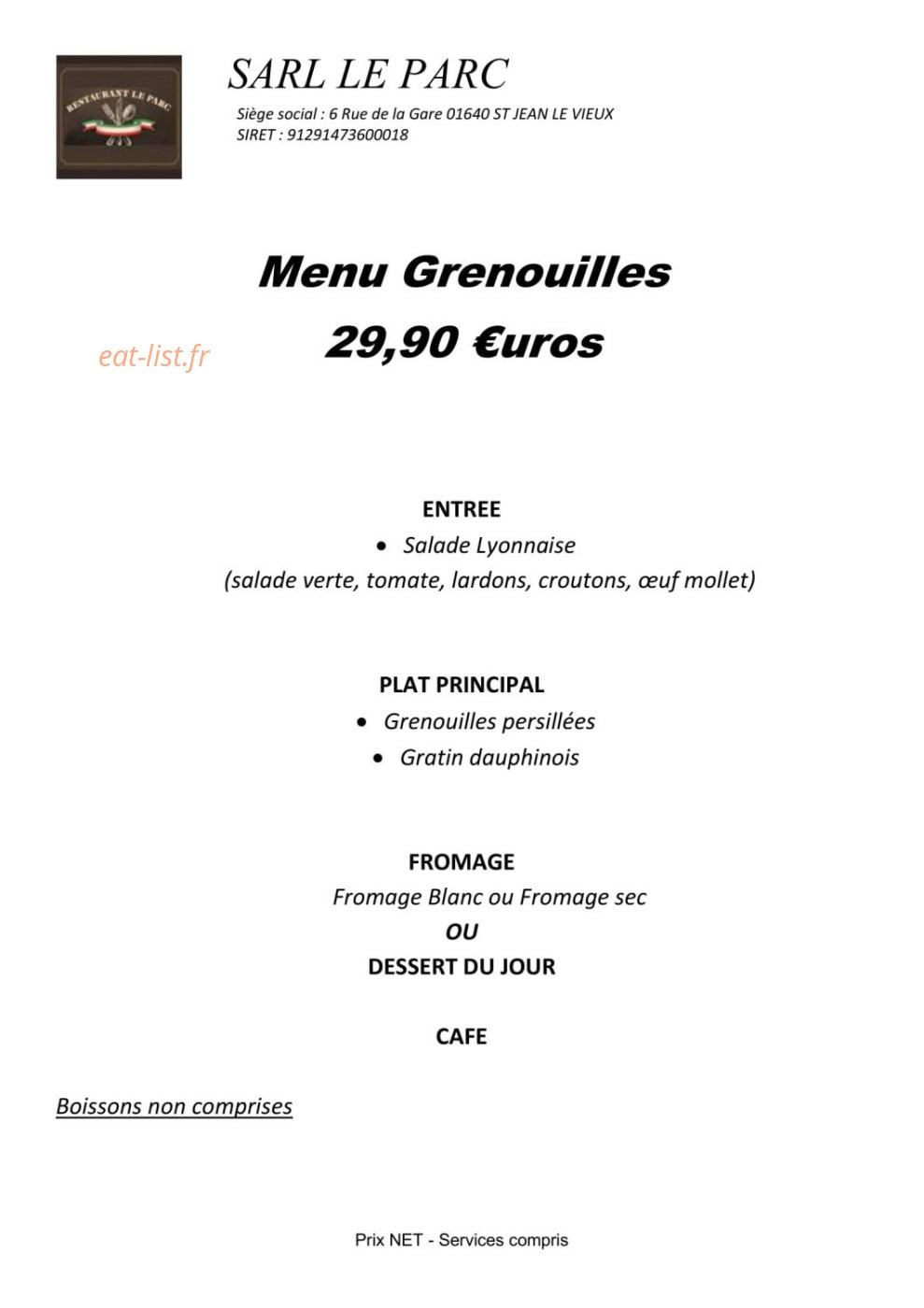 Le Parc — carte page 1