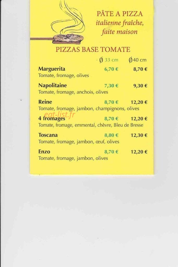 Delices Pizza — carte page 1