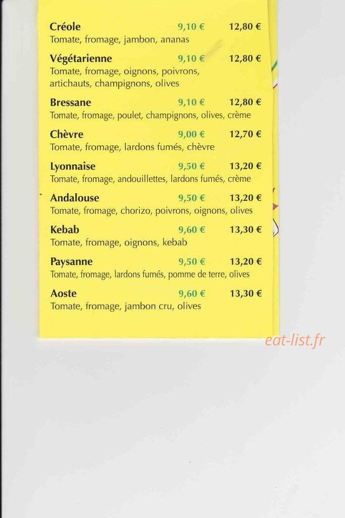 Delices Pizza — carte page 2
