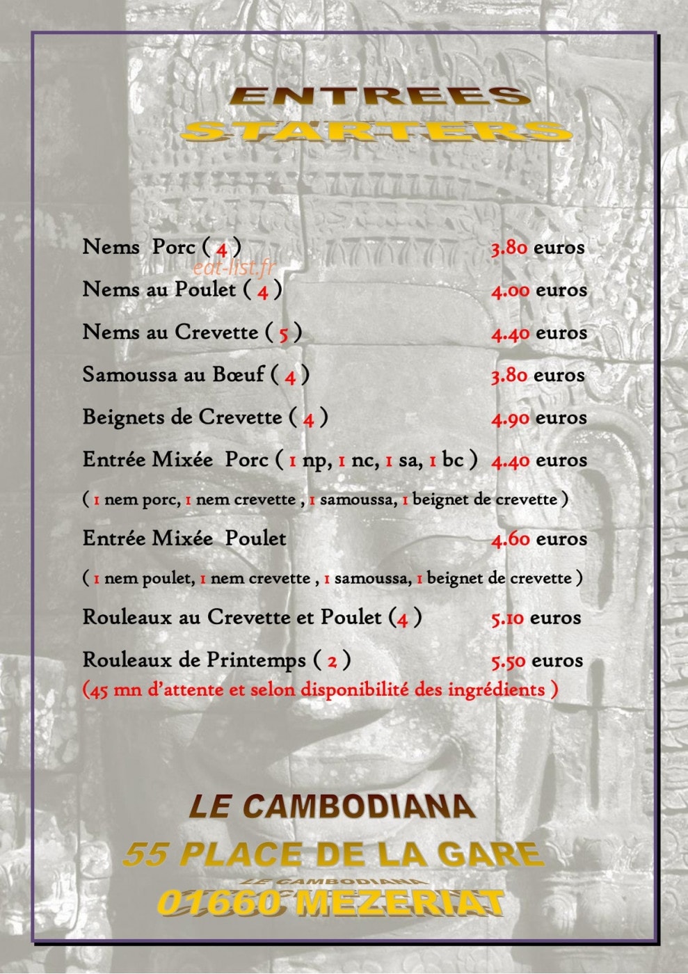 Le Cambodiana — carte page 1