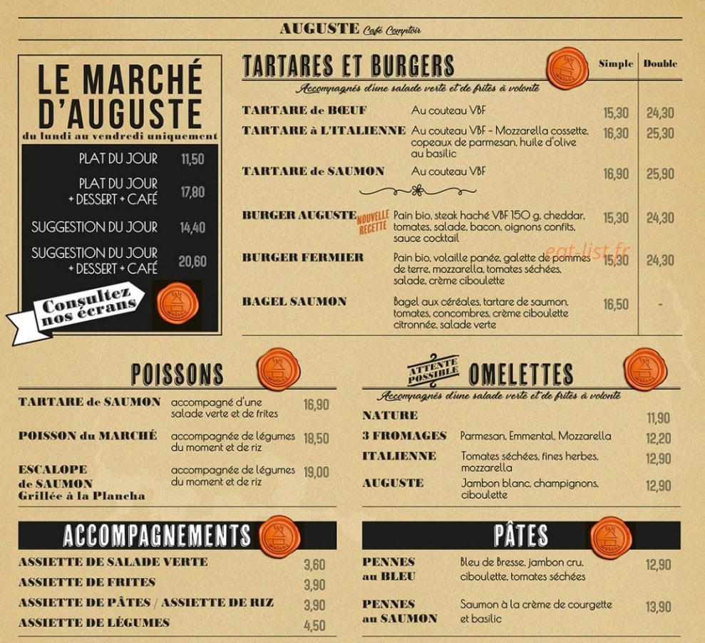 Auguste Café Comptoir — carte page 2
