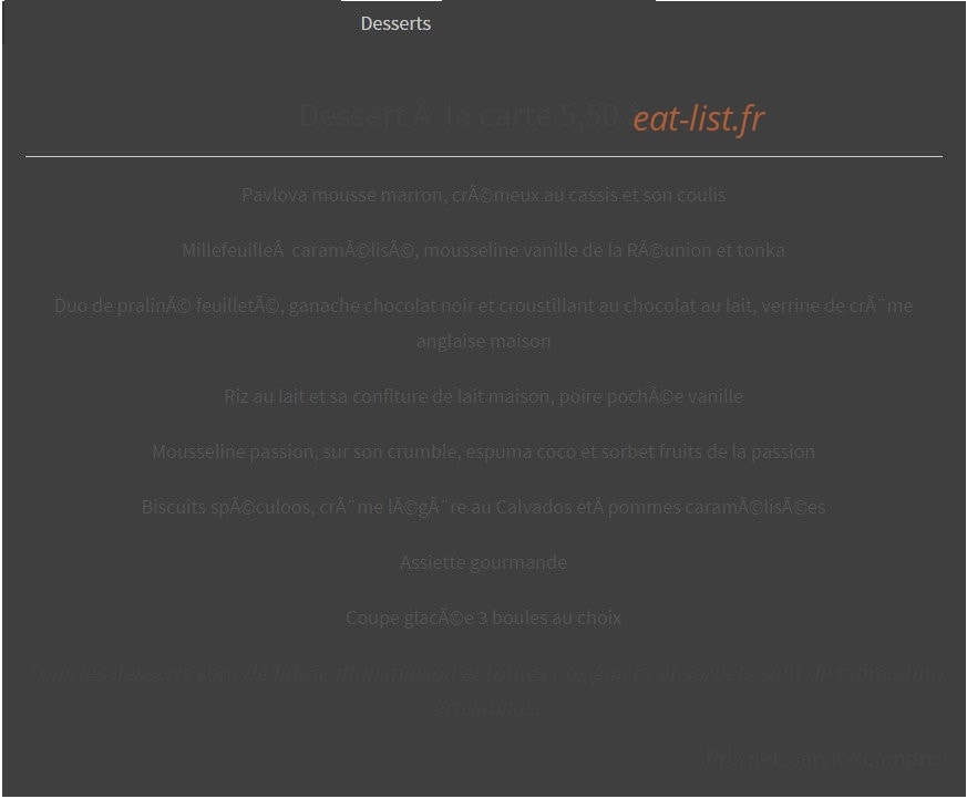 Restaurant Côté Gare — carte page 8