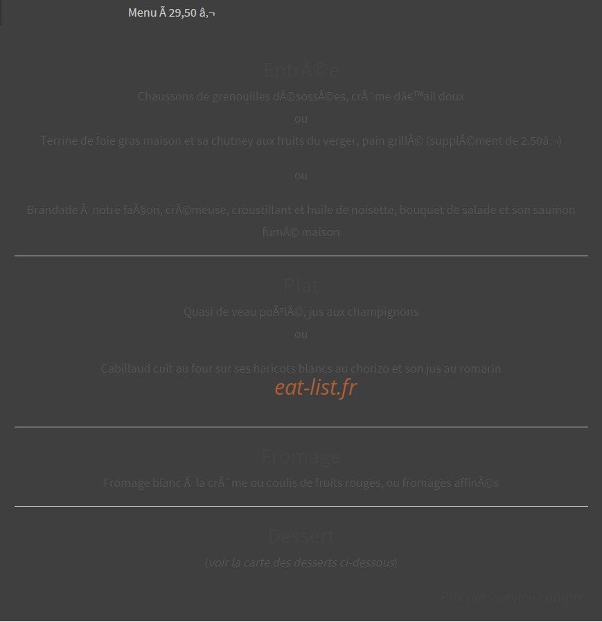 Restaurant Côté Gare — carte page 2