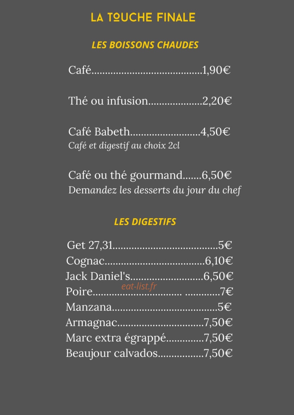 Chez. Babeth — carte page 8