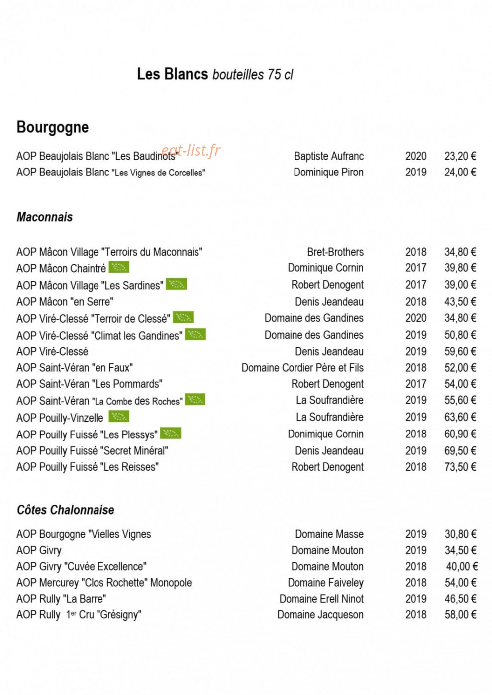 Restaurant Le Quai — carte page 2