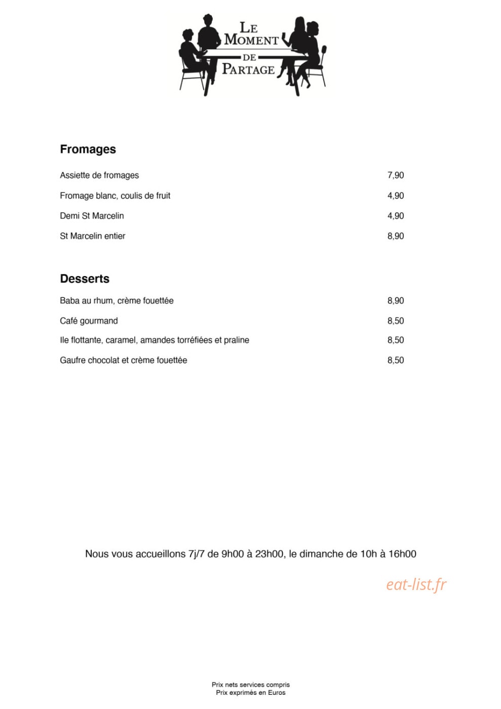 Le Moment de Partage — carte page 2