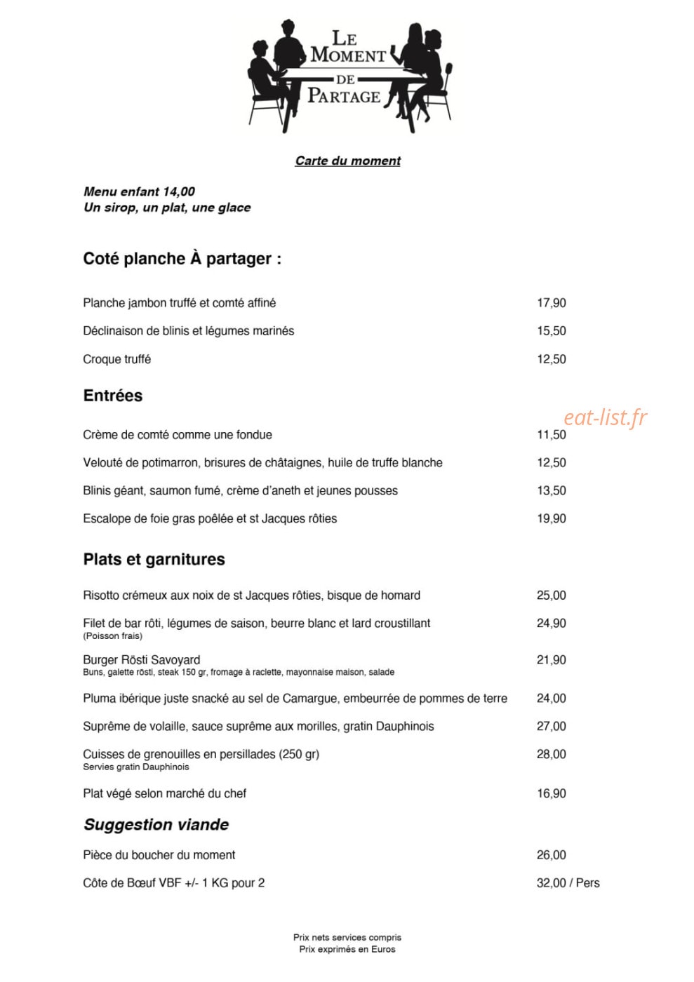 Le Moment de Partage — carte page 1
