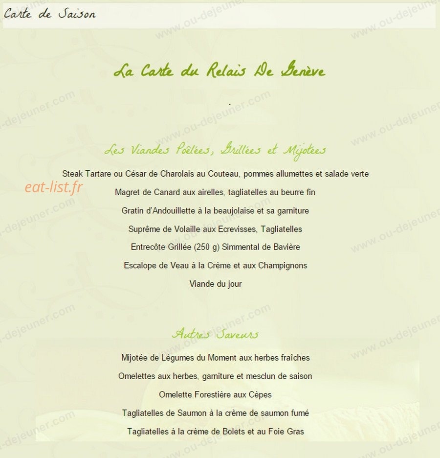Le Relais de Genève — carte page 5