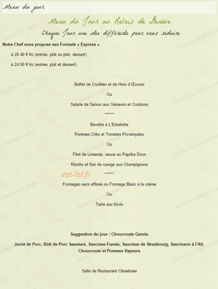 Le Relais de Genève — carte page 1