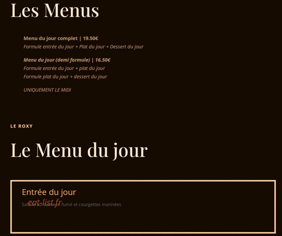 Le Roxy — carte page 1