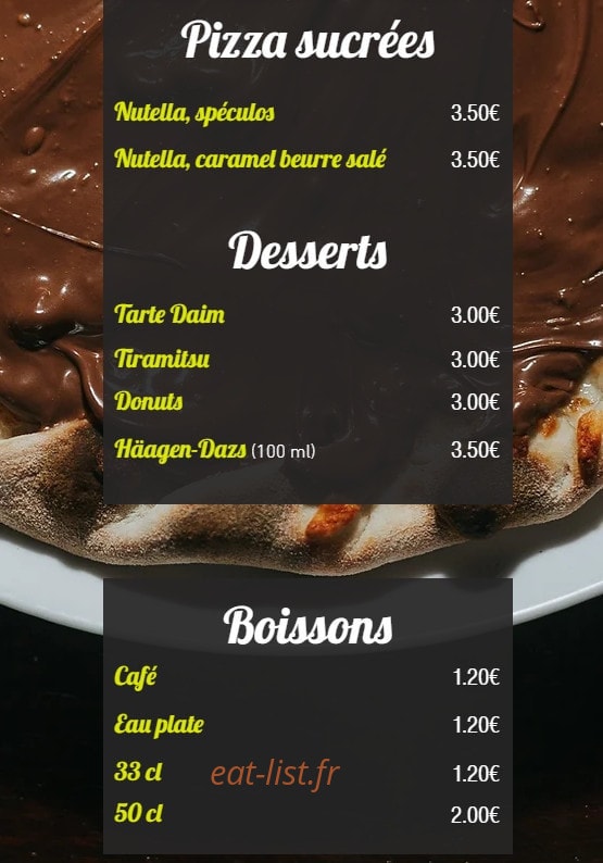 Pizza Parc — carte page 6