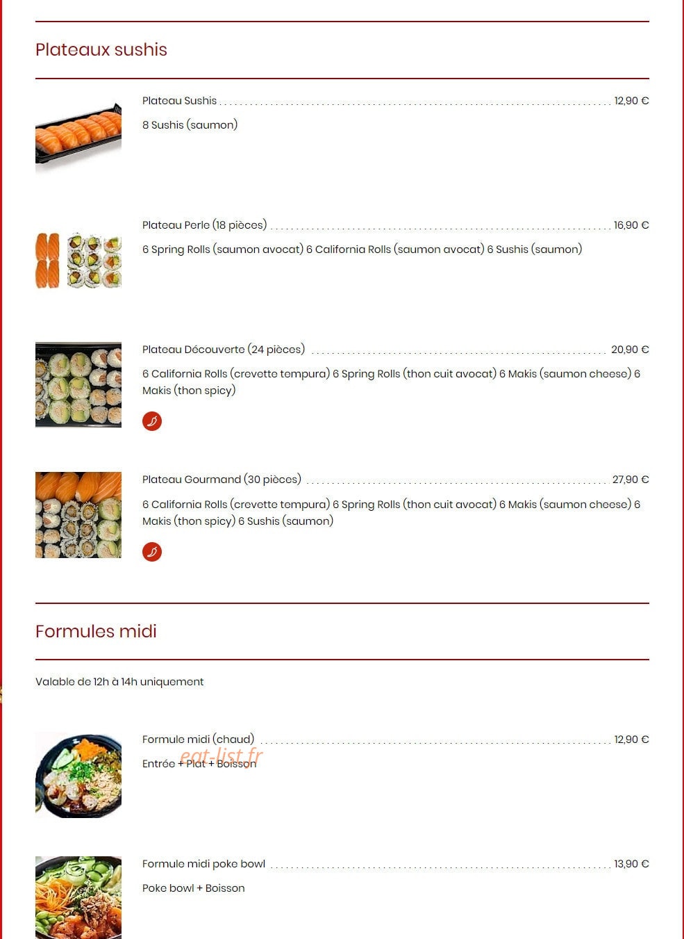 Wok-Sushi — carte page 1