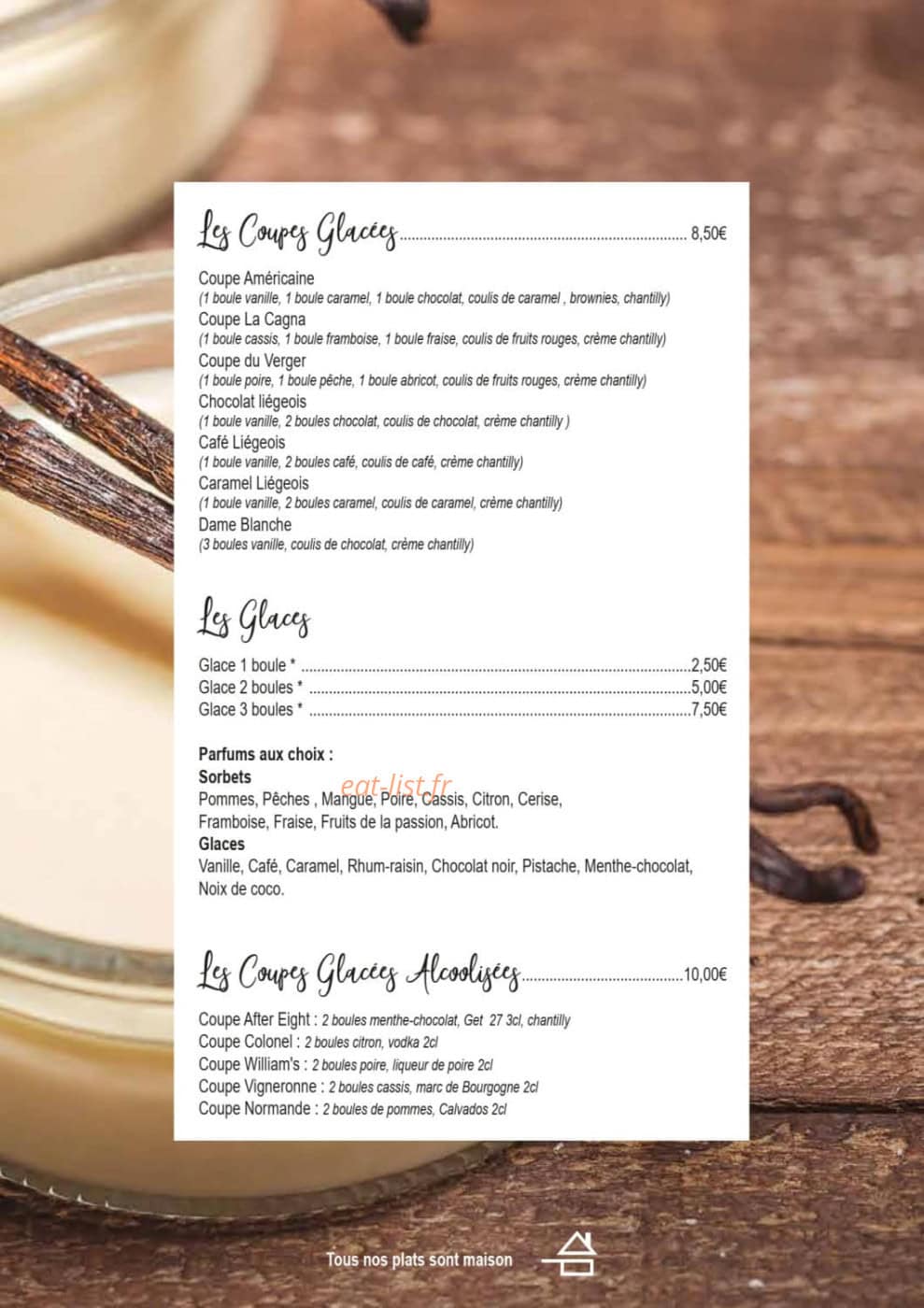 Carte et menu de Chez Luccio à Meximieux — Coupes glacées