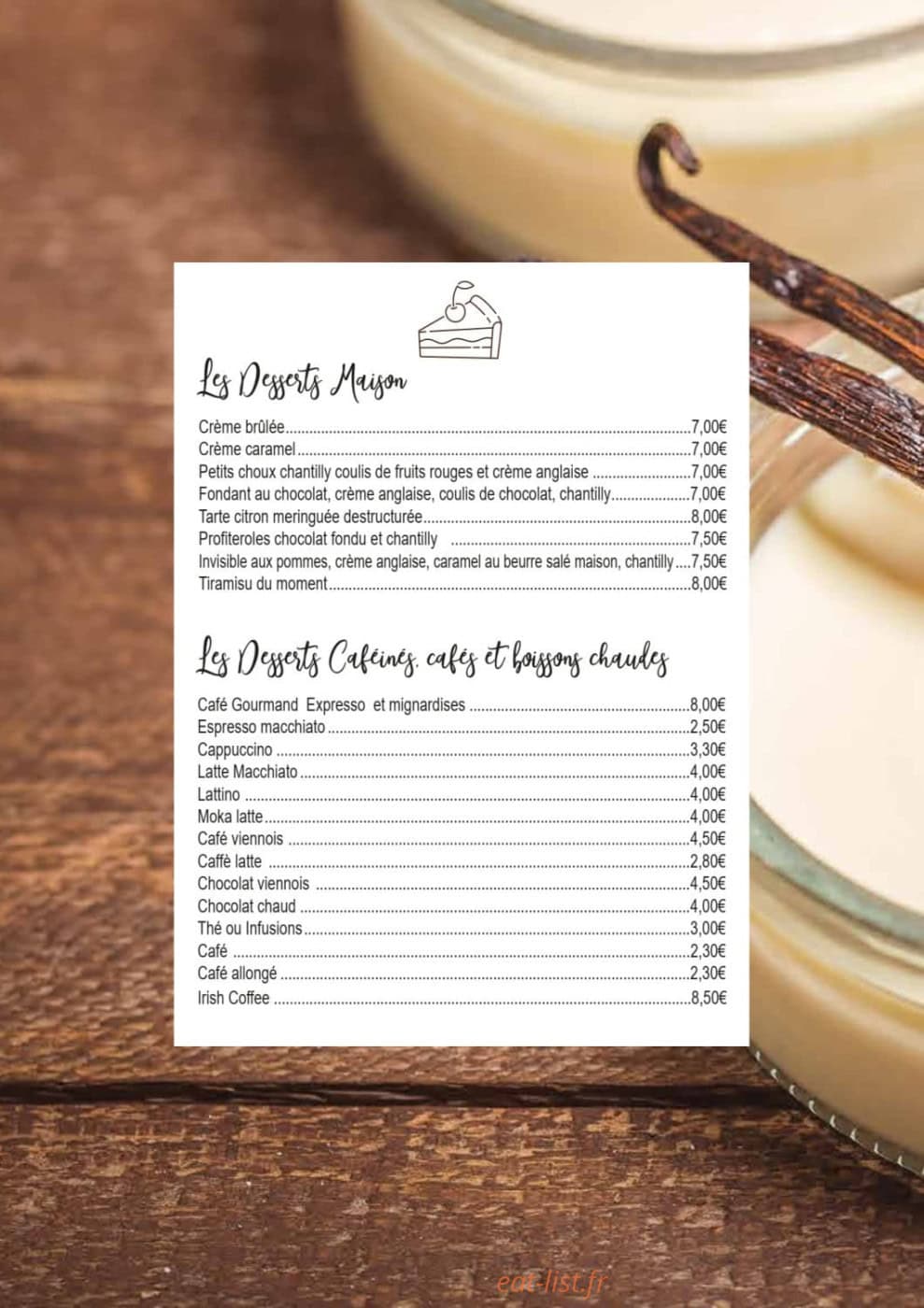Carte et menu de Chez Luccio à Meximieux — Desserts