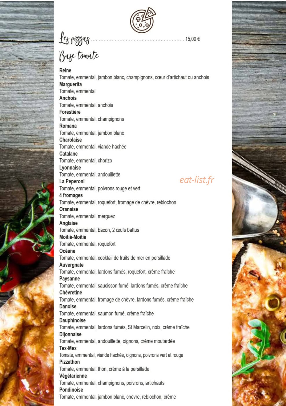Carte et menu de Chez Luccio à Meximieux — Pizzas