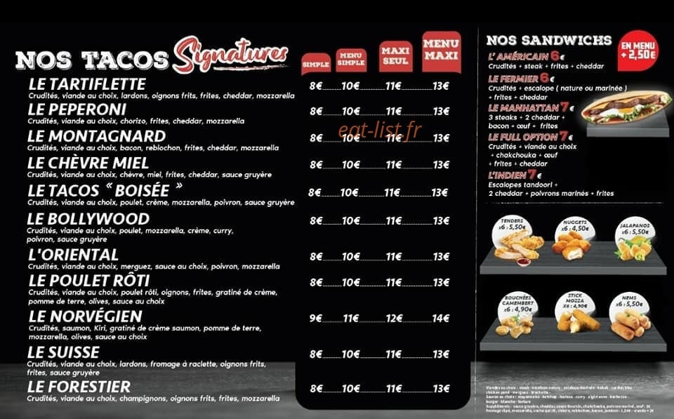 Galaxy Tacos — carte page 3
