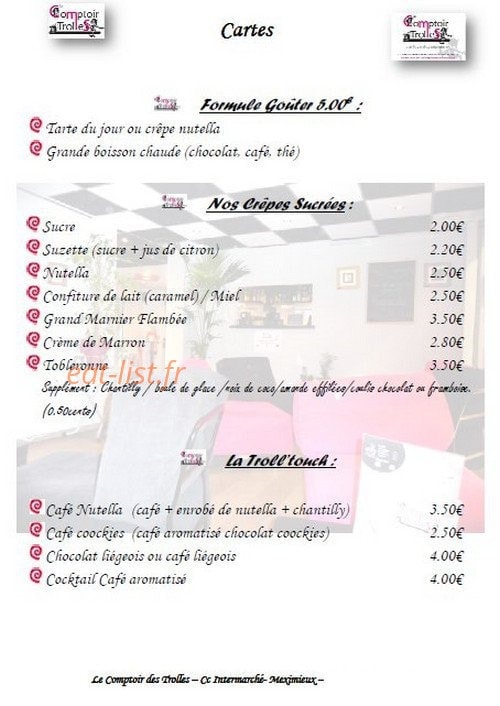 Le Comptoir des Trolles — carte page 1