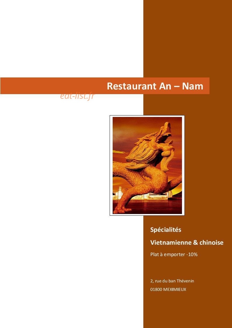 Restaurant An-Nam — carte page 1