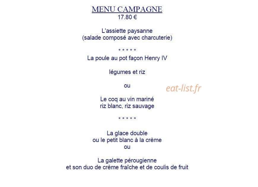 Auberge du Coq — carte page 1