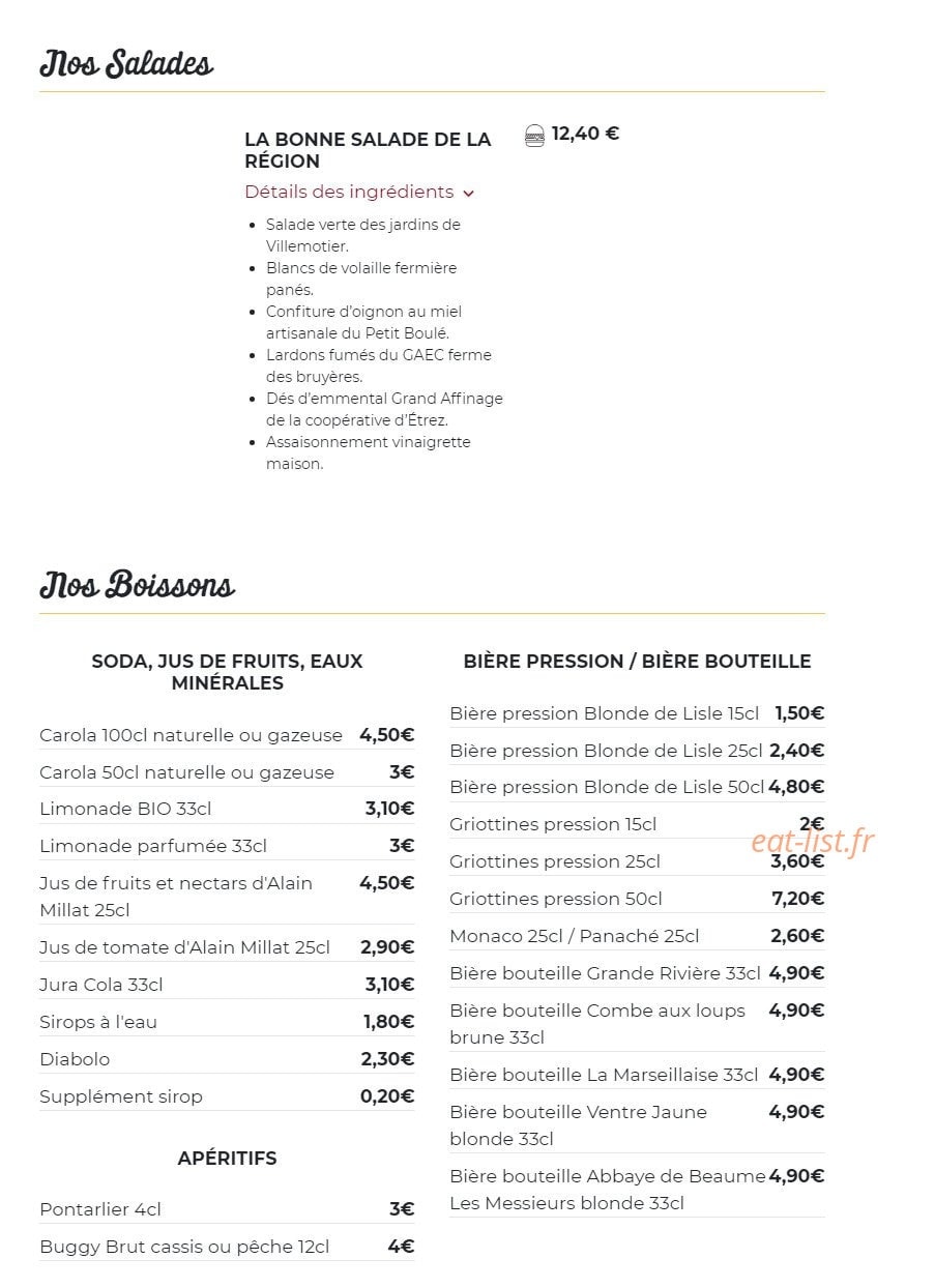 Mon Bon Burger — carte page 2