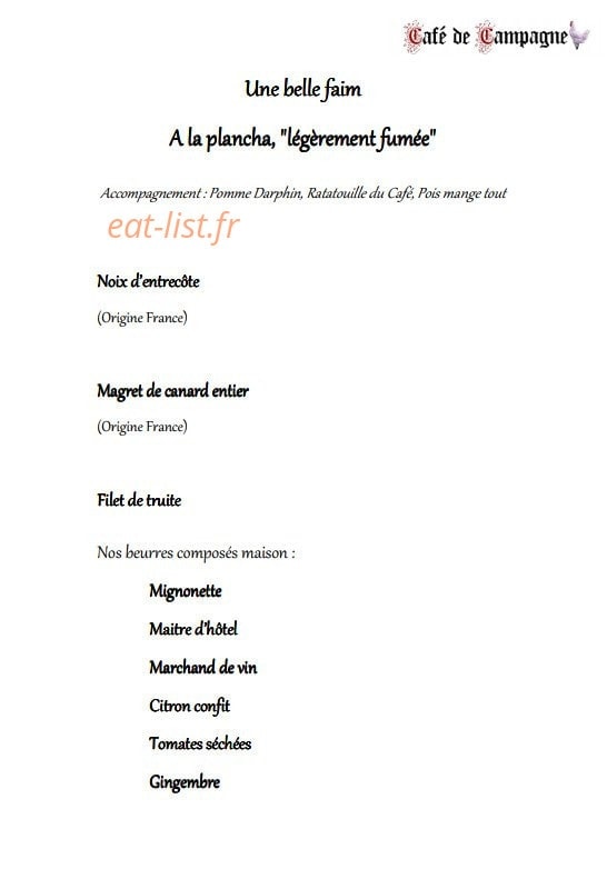 Café de Campagne — carte page 7