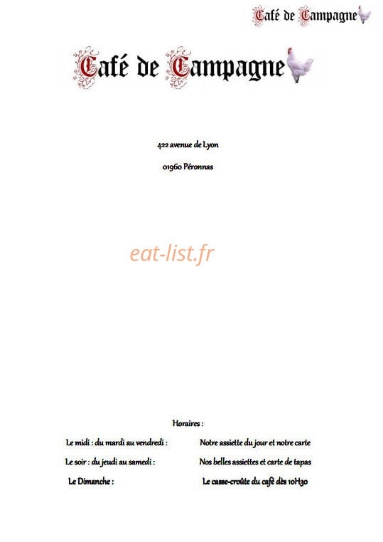 Café de Campagne — carte page 1