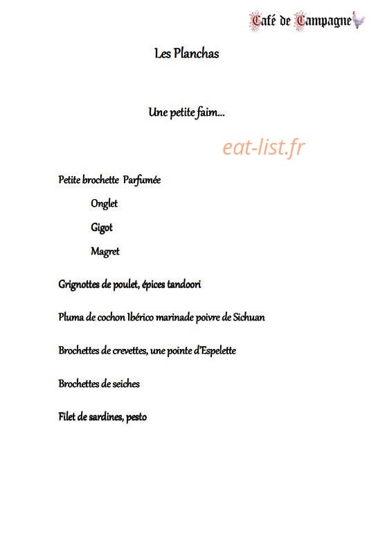 Café de Campagne — carte page 4