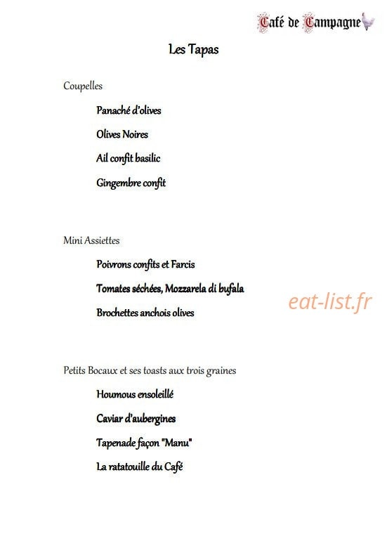 Café de Campagne — carte page 2