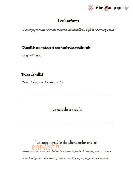 Café de Campagne — carte page 6