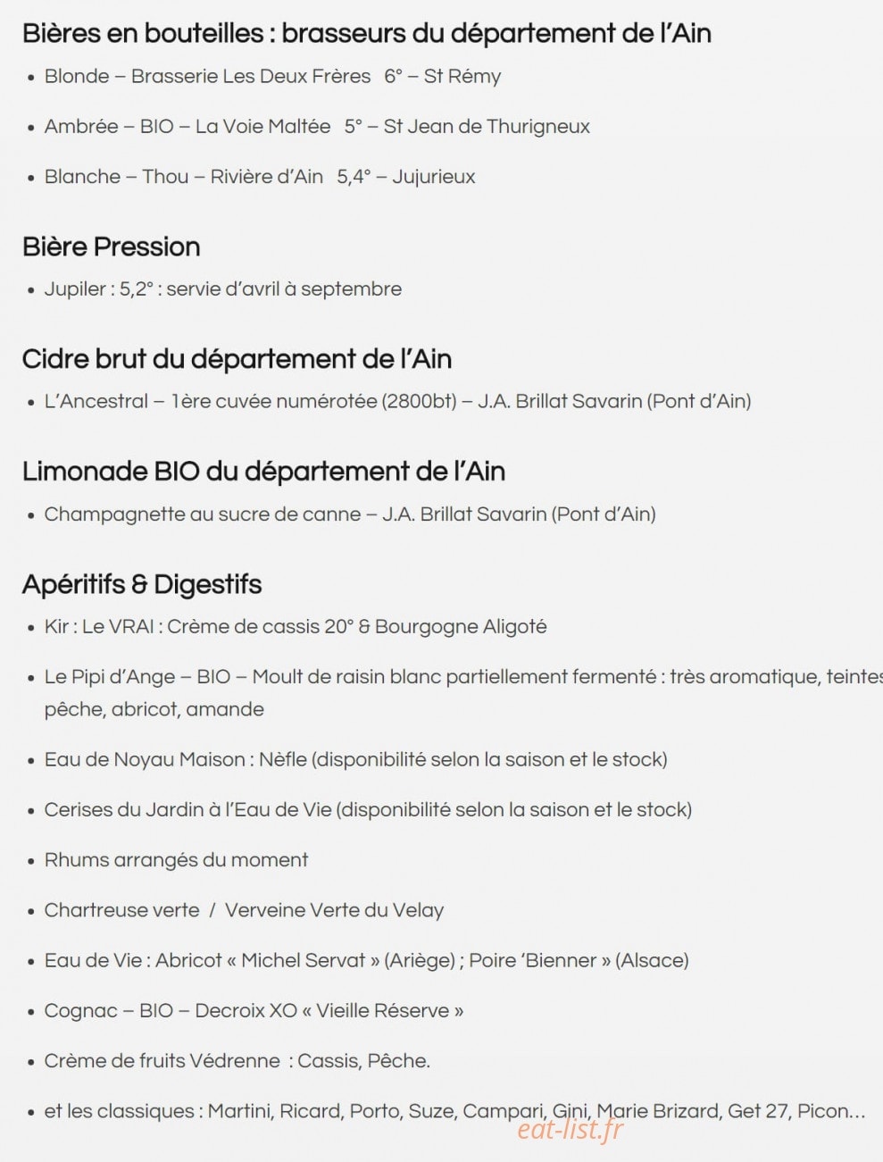 Café de Campagne — carte page 14