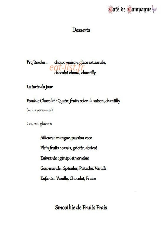 Café de Campagne — carte page 9