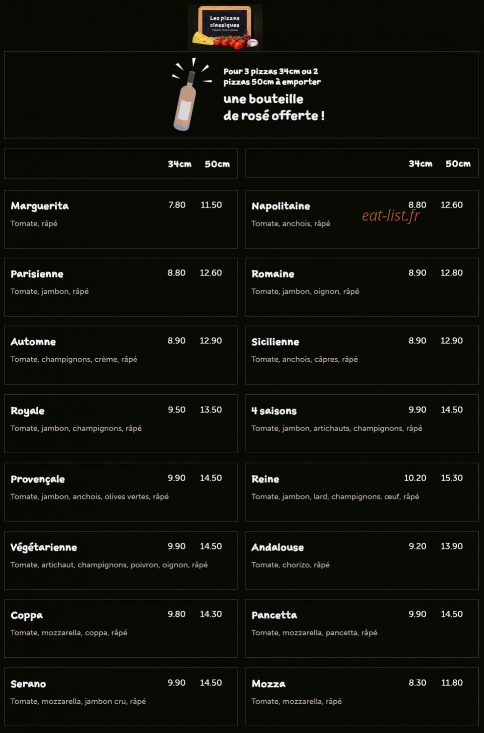 Pizza des Lys — carte page 1