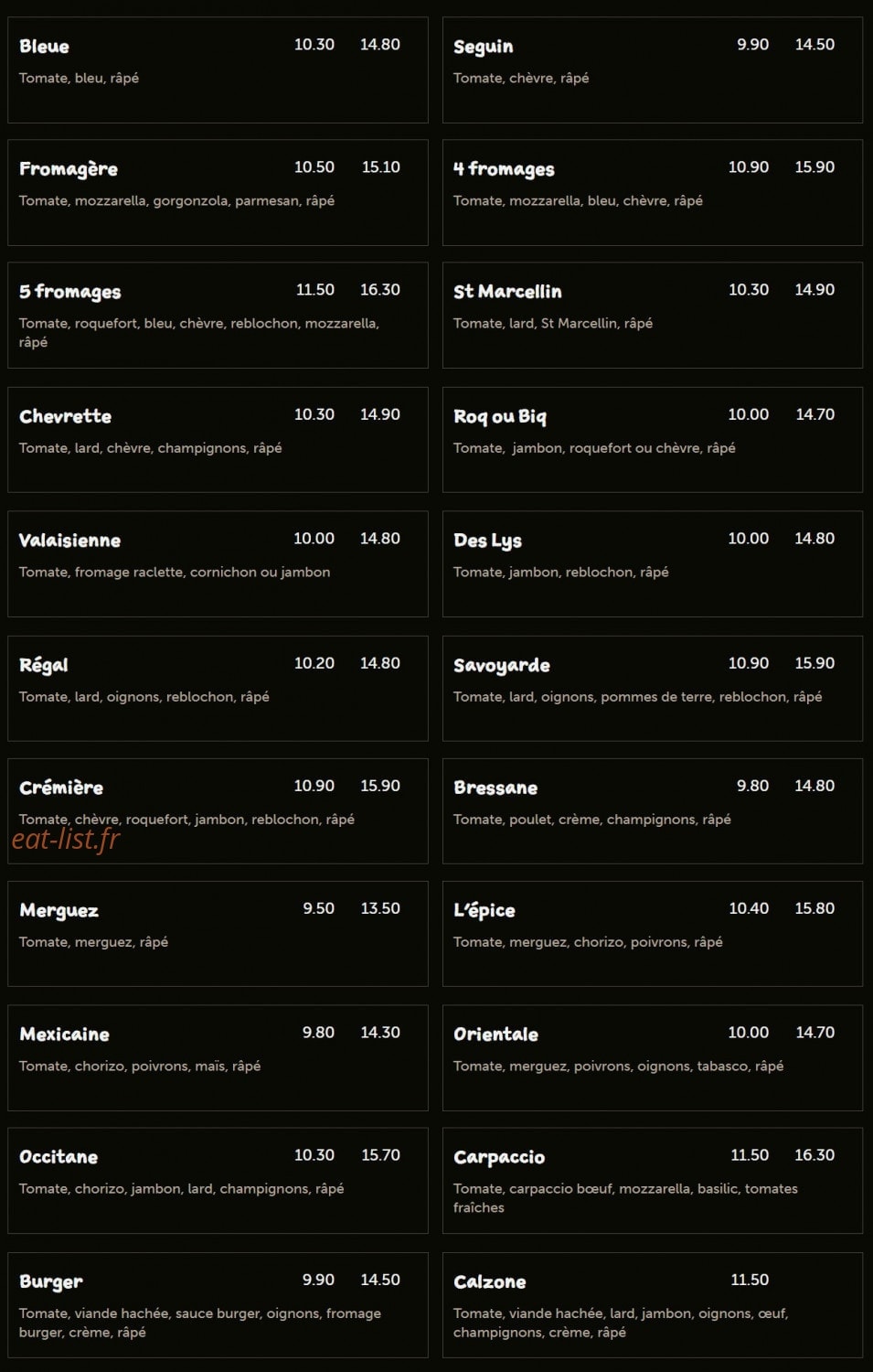 Pizza des Lys — carte page 2