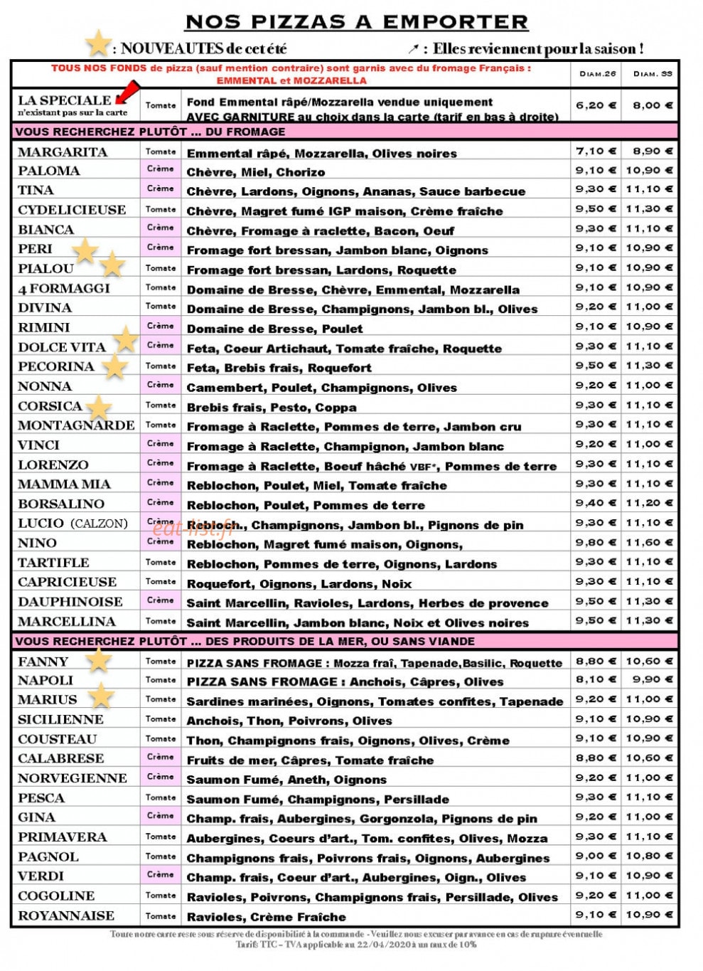 CYdelices pizza — carte page 3