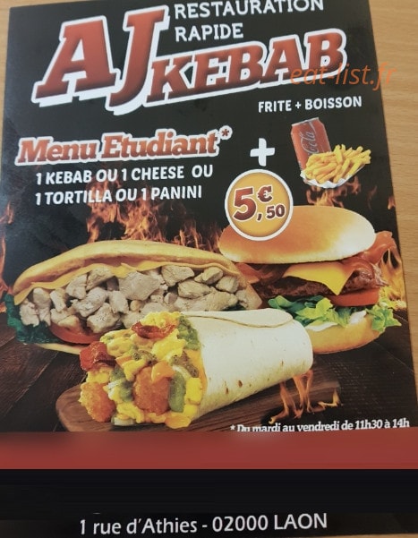 AJ Kebab — carte page 1