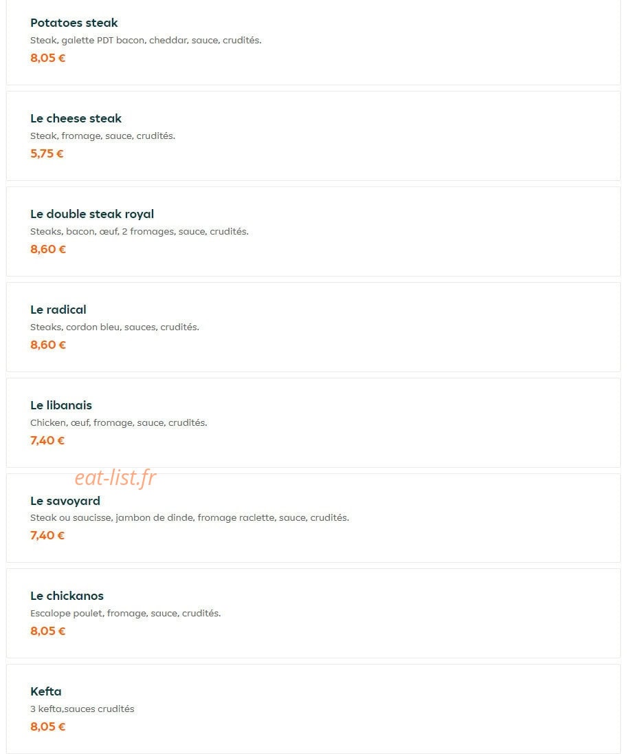 AJ Kebab — carte page 7