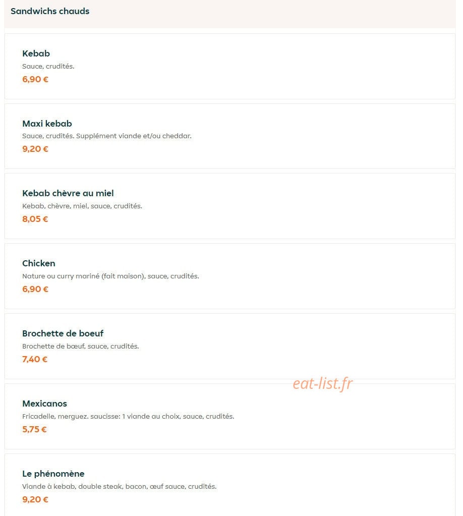 AJ Kebab — carte page 6
