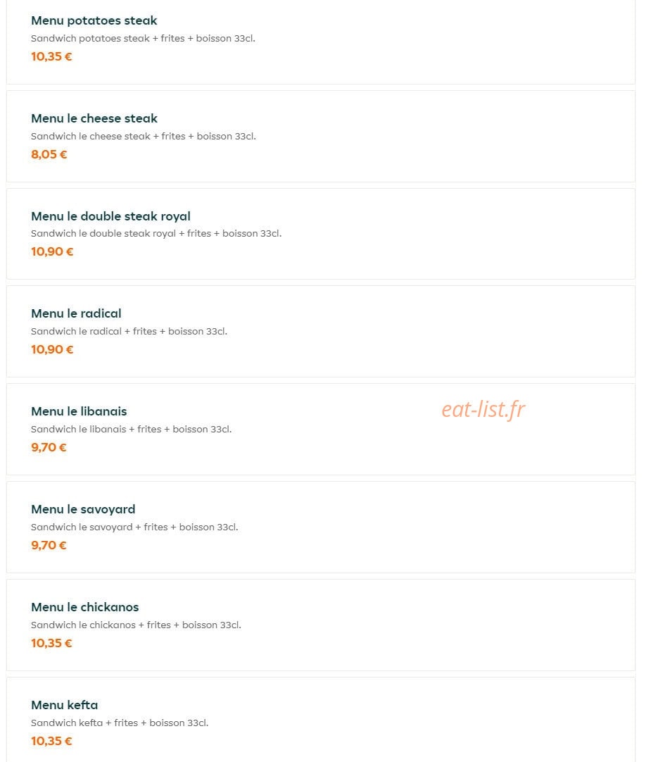 AJ Kebab — carte page 3