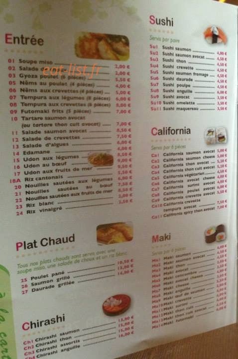 Espace Sushi — carte page 2