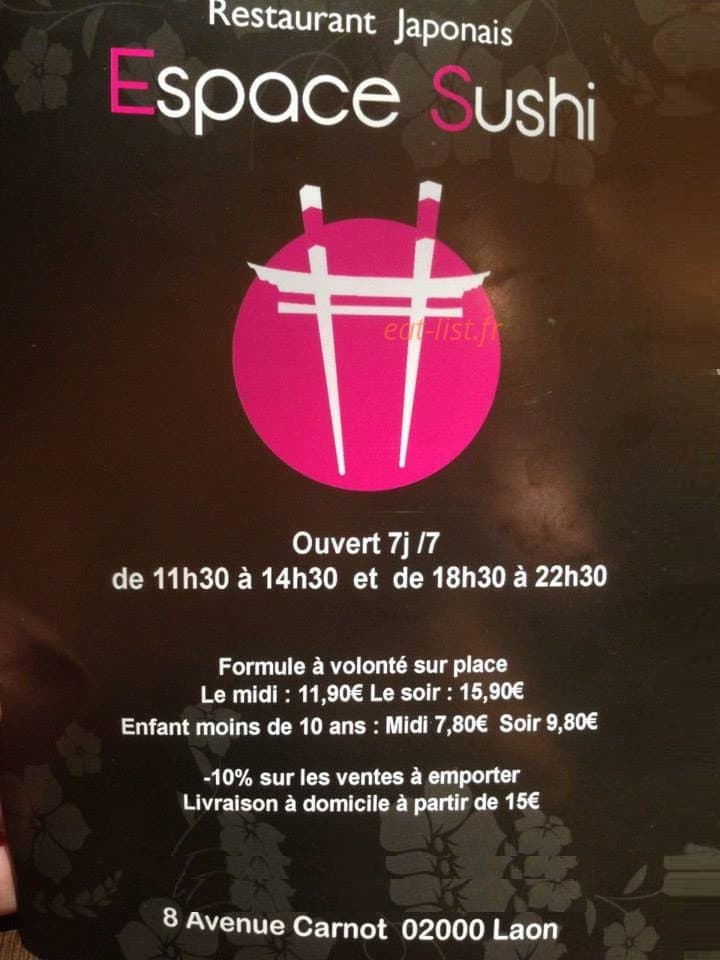 Espace Sushi — carte page 1