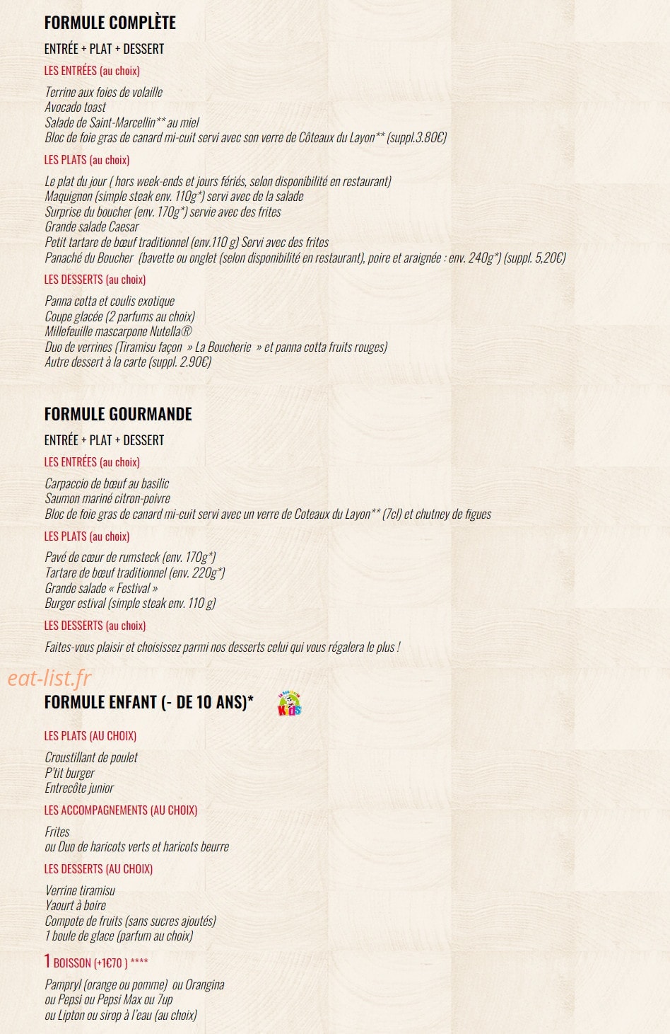 La Boucherie — carte page 10
