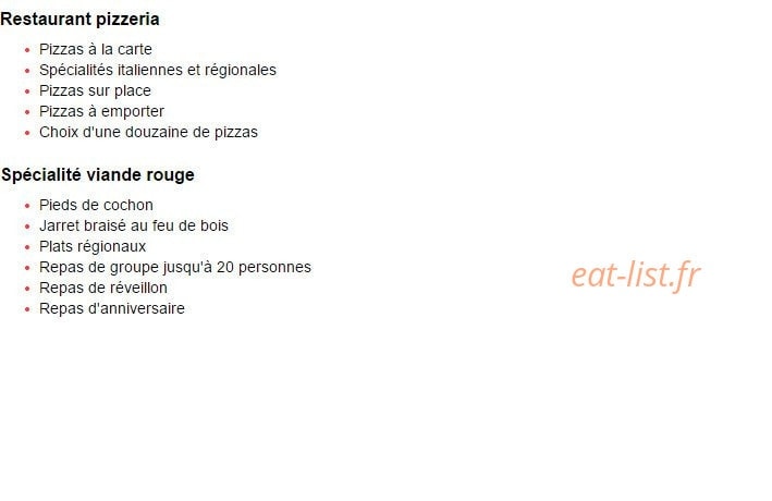 La Pizza — carte page 1