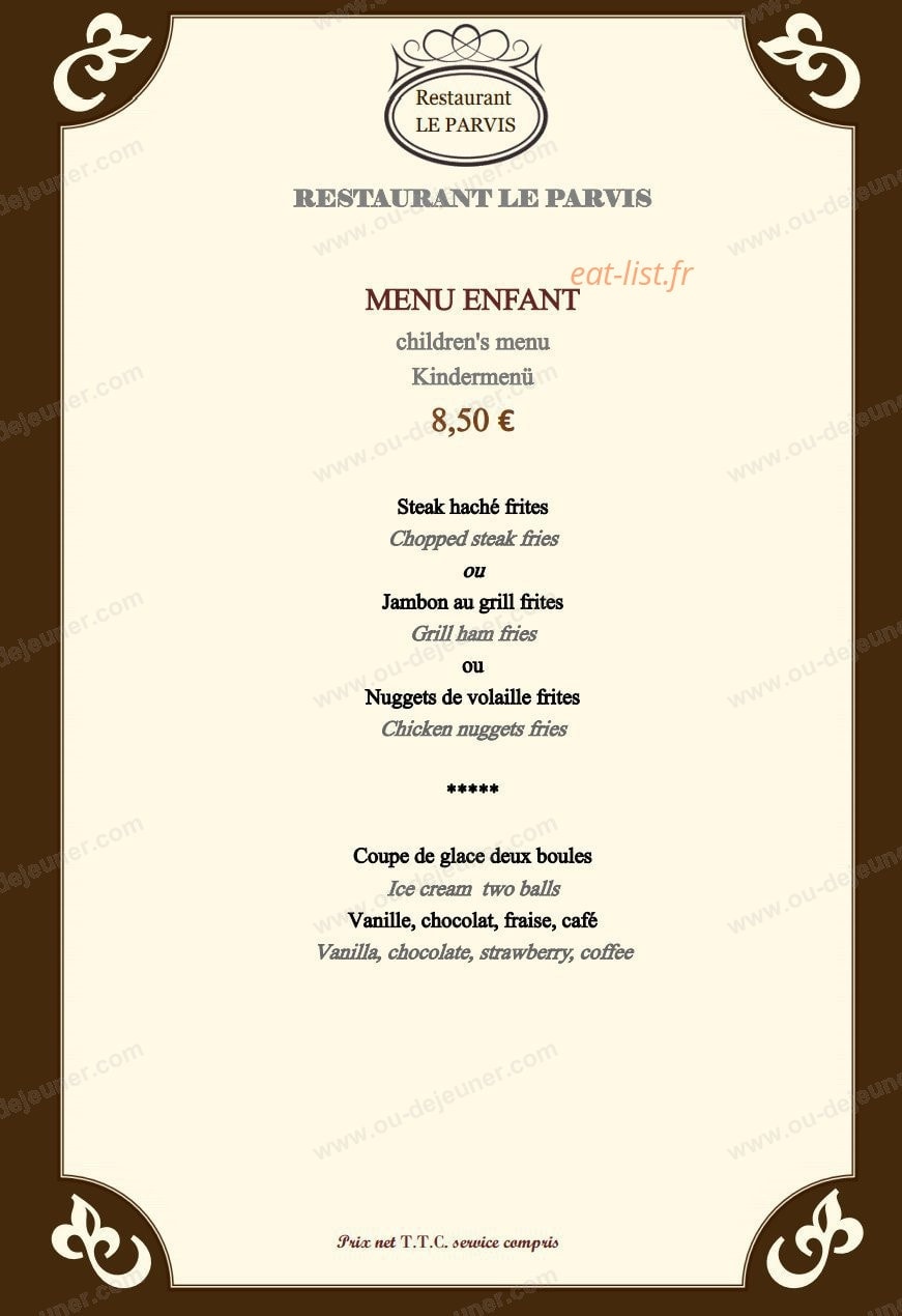 Restaurant Le Parvis — carte page 3
