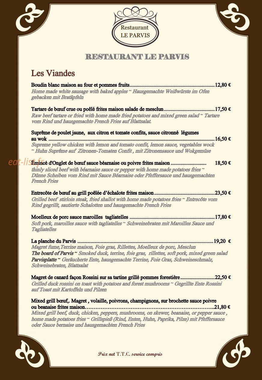 Restaurant Le Parvis — carte page 6